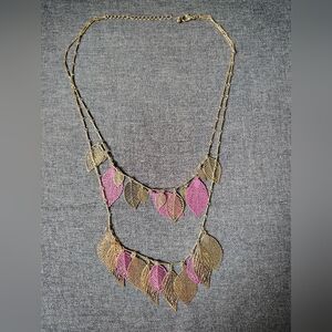 Torrid Gold And Pink Leaf Necklace